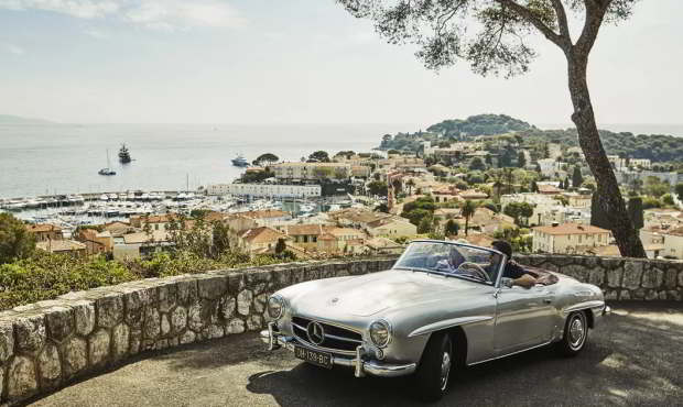 Climb behind a Vintage Convertible wheel during your luxury holiday on the French Riviera.