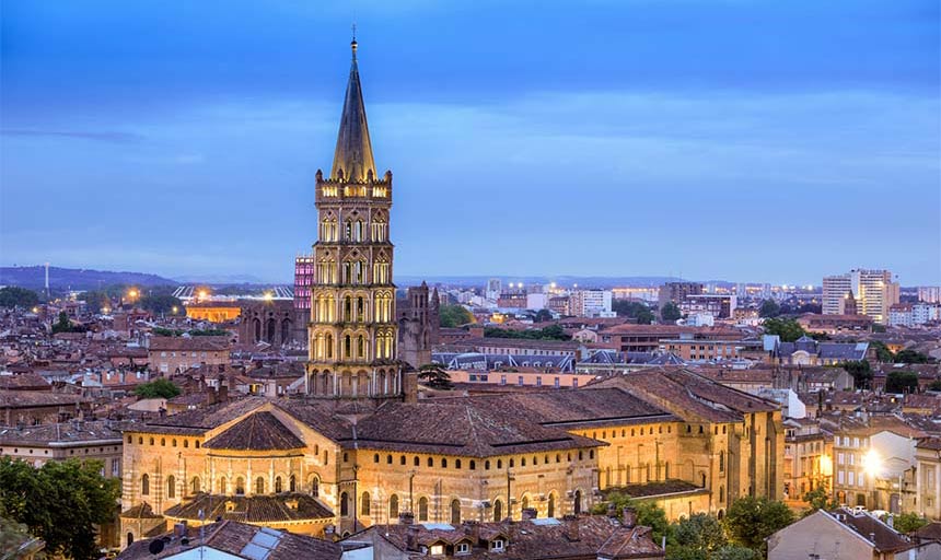 Explore the Basilique Saint Sernin, near the Capitol Place, in the center of Toulouse, Occitanie, France.